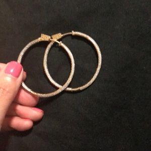 Gold hoops with diamond